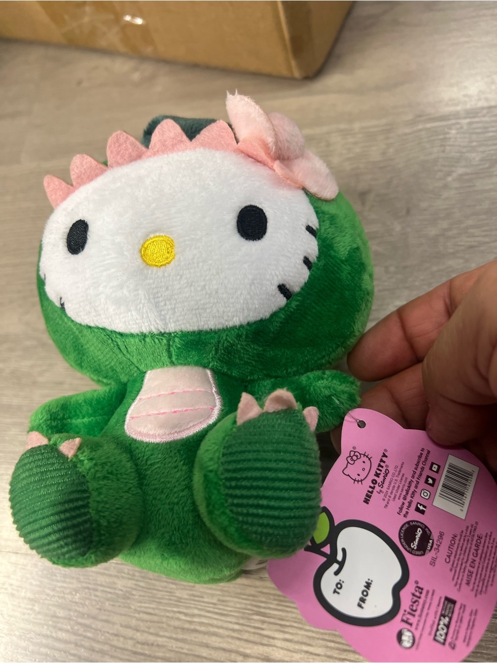 Sanrio Hello Kitty Green & Pink Dinosaur Plush